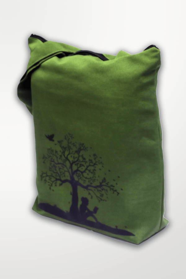 Tote Bag-Green-Black Color Tree -14x16"