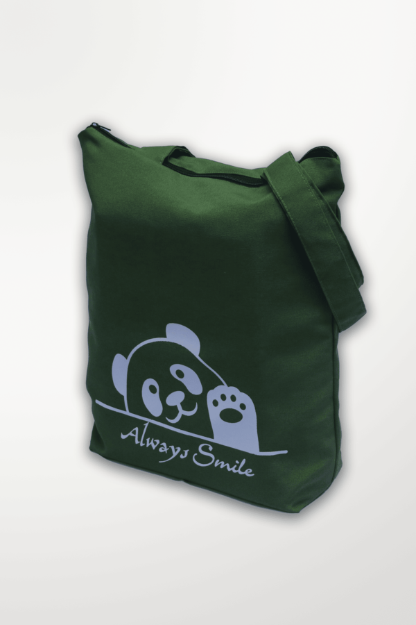 Tote Bag-Green Color-White Bear-14x16" - Image 2