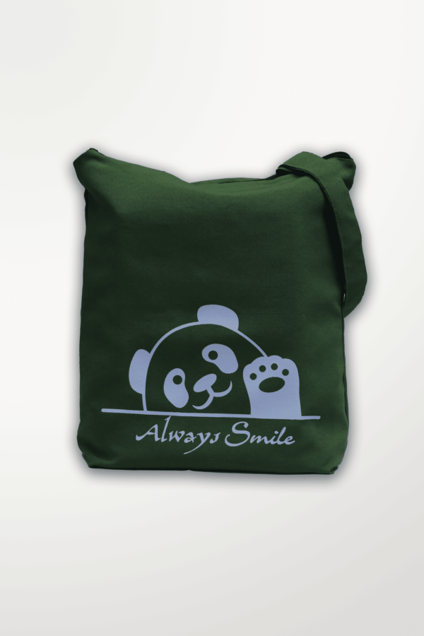 Tote Bag-Green Color-White Bear-14x16"