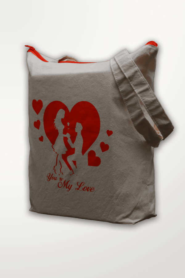 Tote Bag-White-Red-Valentine Bag-14x16"